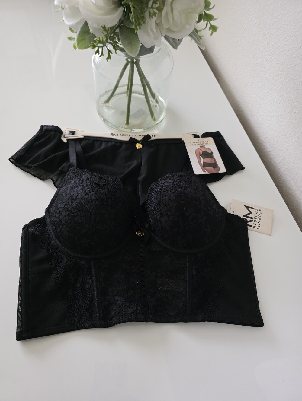 REBECCA MINKOFF💋 Longline Bra & Tap Short Set SIZE 34C/M